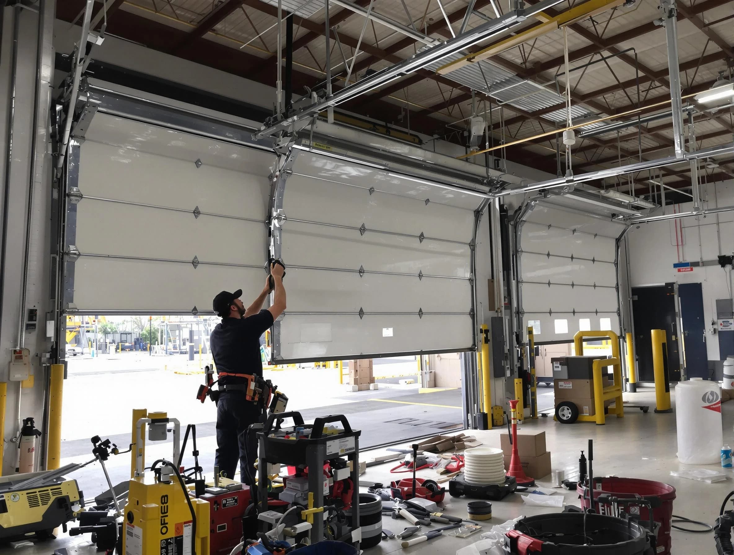 Saratoga Springs Garage Door Repair technician performing commercial garage door repair in Saratoga Springs
