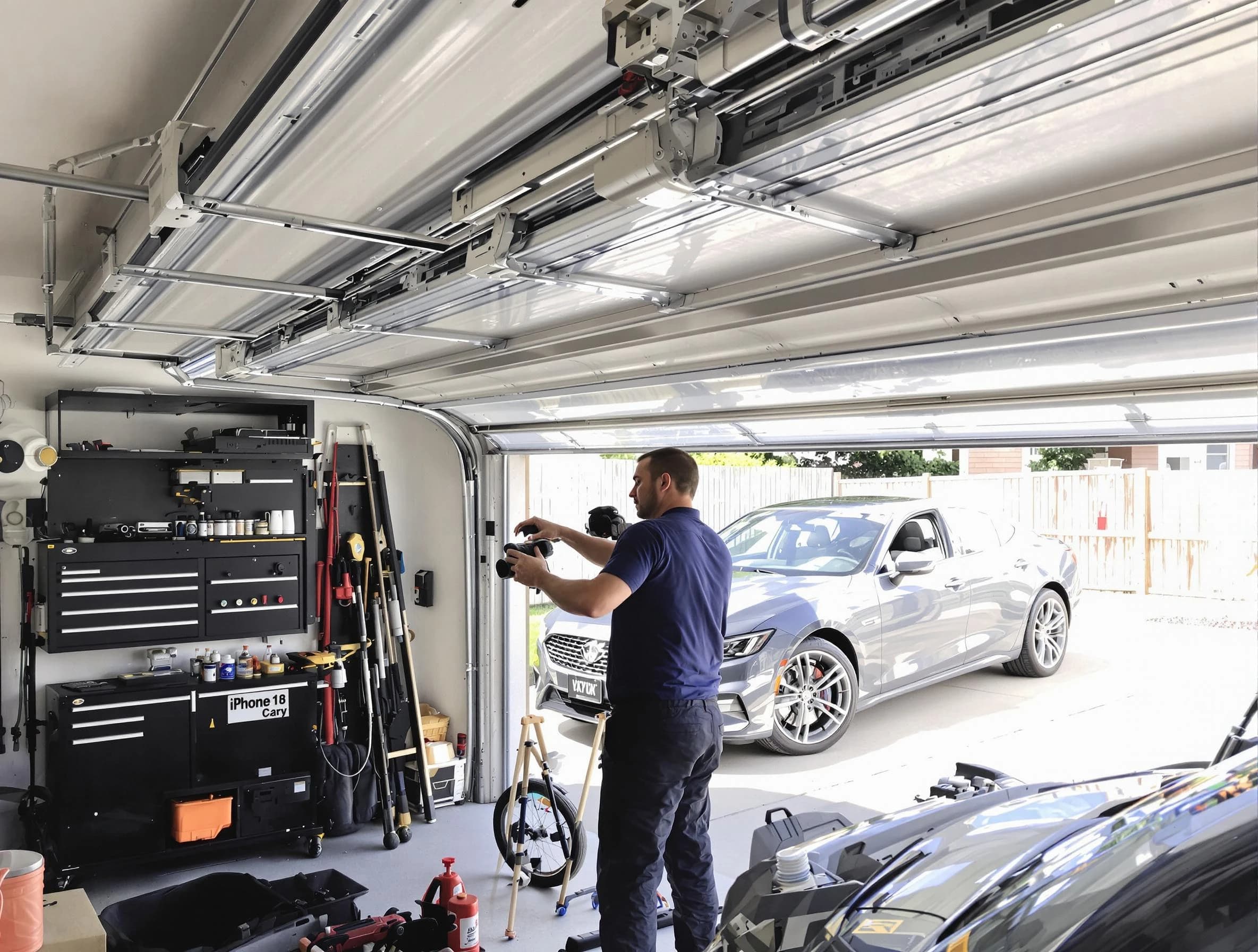 Saratoga Springs Garage Door Repair technician fixing noisy garage door in Saratoga Springs