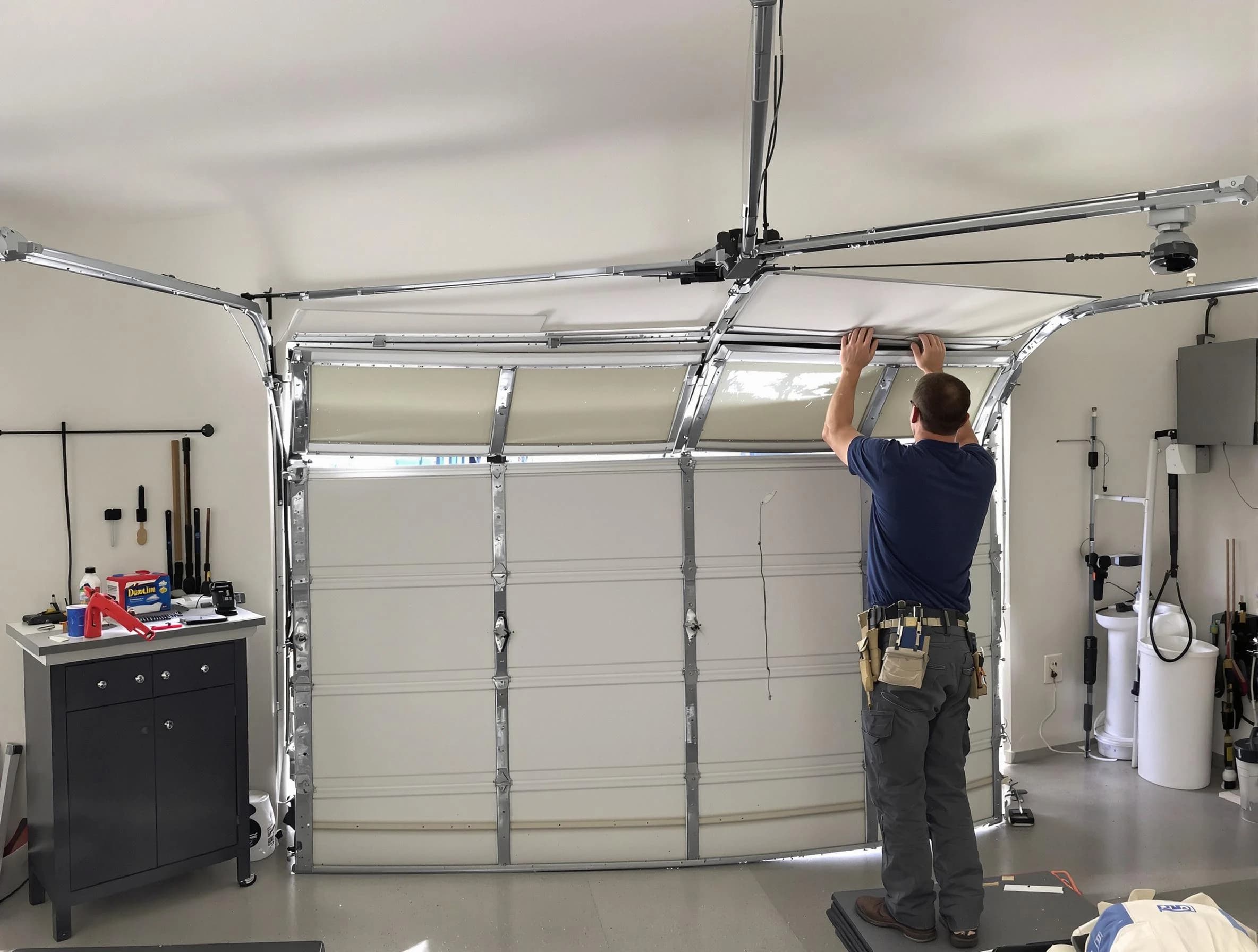 Saratoga Springs Garage Door Repair specialist performing precise section replacement on Saratoga Springs garage door
