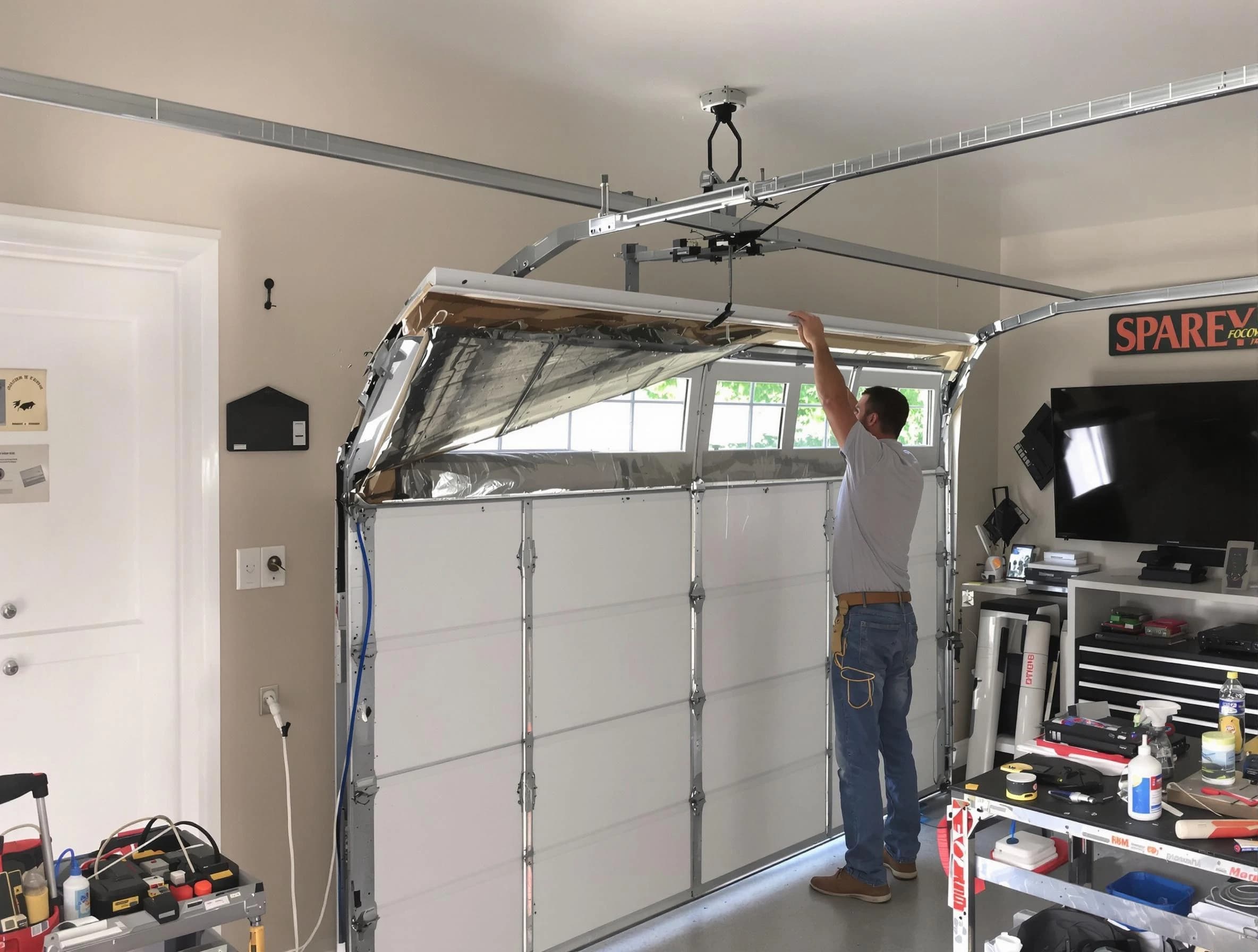 Garage door section replacement by Saratoga Springs Garage Door Repair in Saratoga Springs