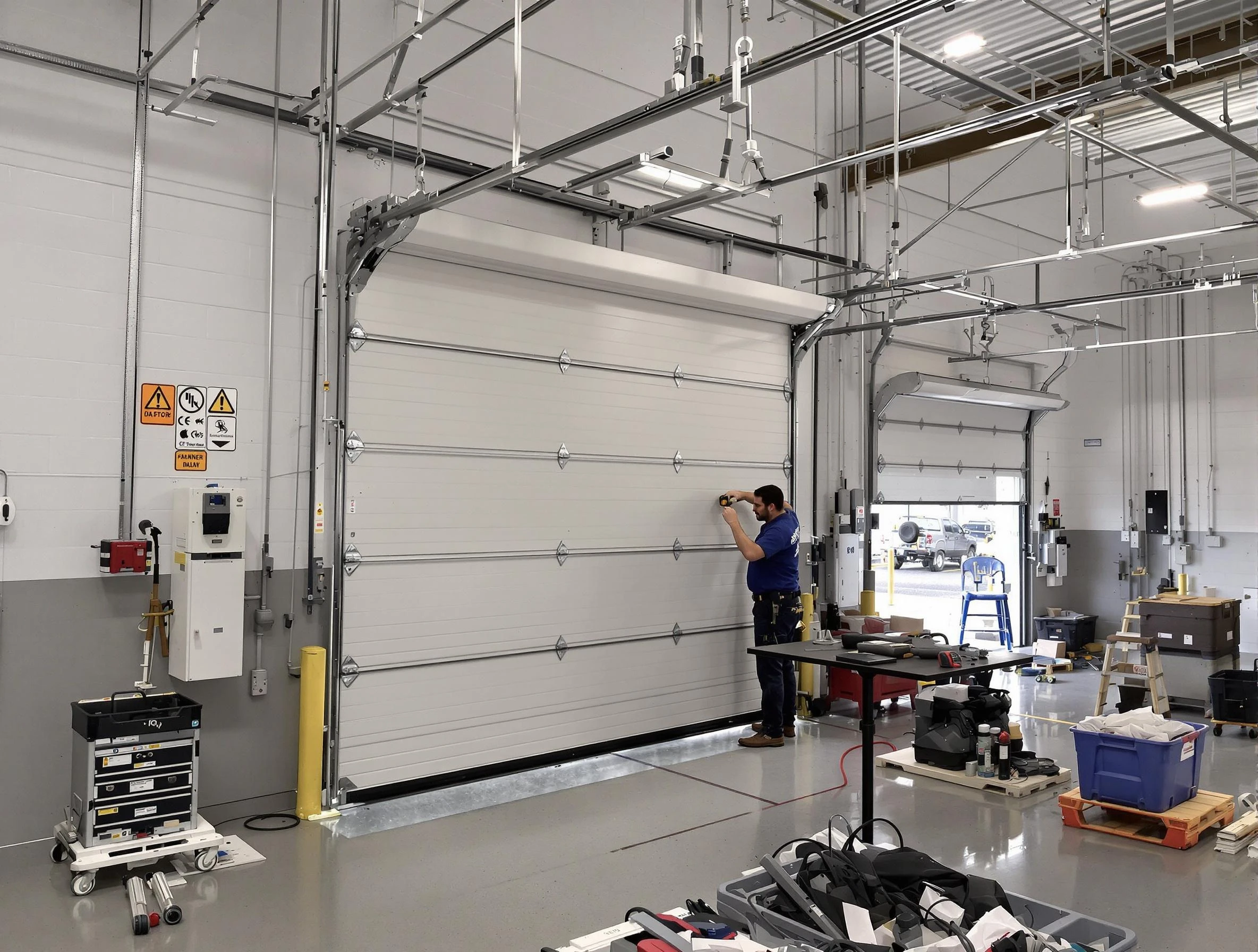 Commercial garage door repair being performed by Saratoga Springs Garage Door Repair expert in Saratoga Springs