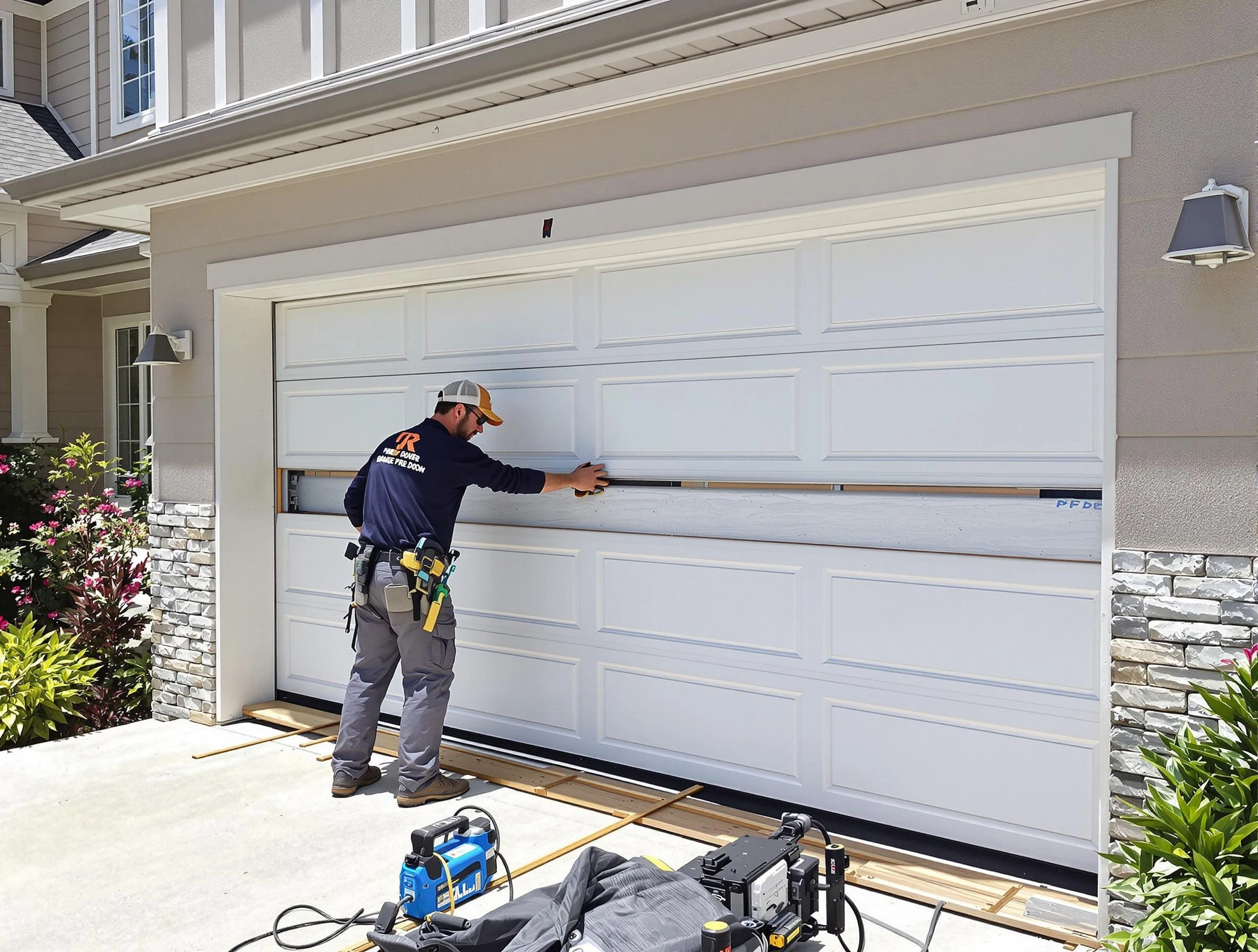 Saratoga Springs Garage Door Repair team performing complete garage door replacement at Saratoga Springs residence